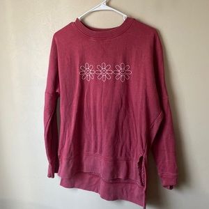 Oversized Red/Pink Flower Long Sleeved Shirt